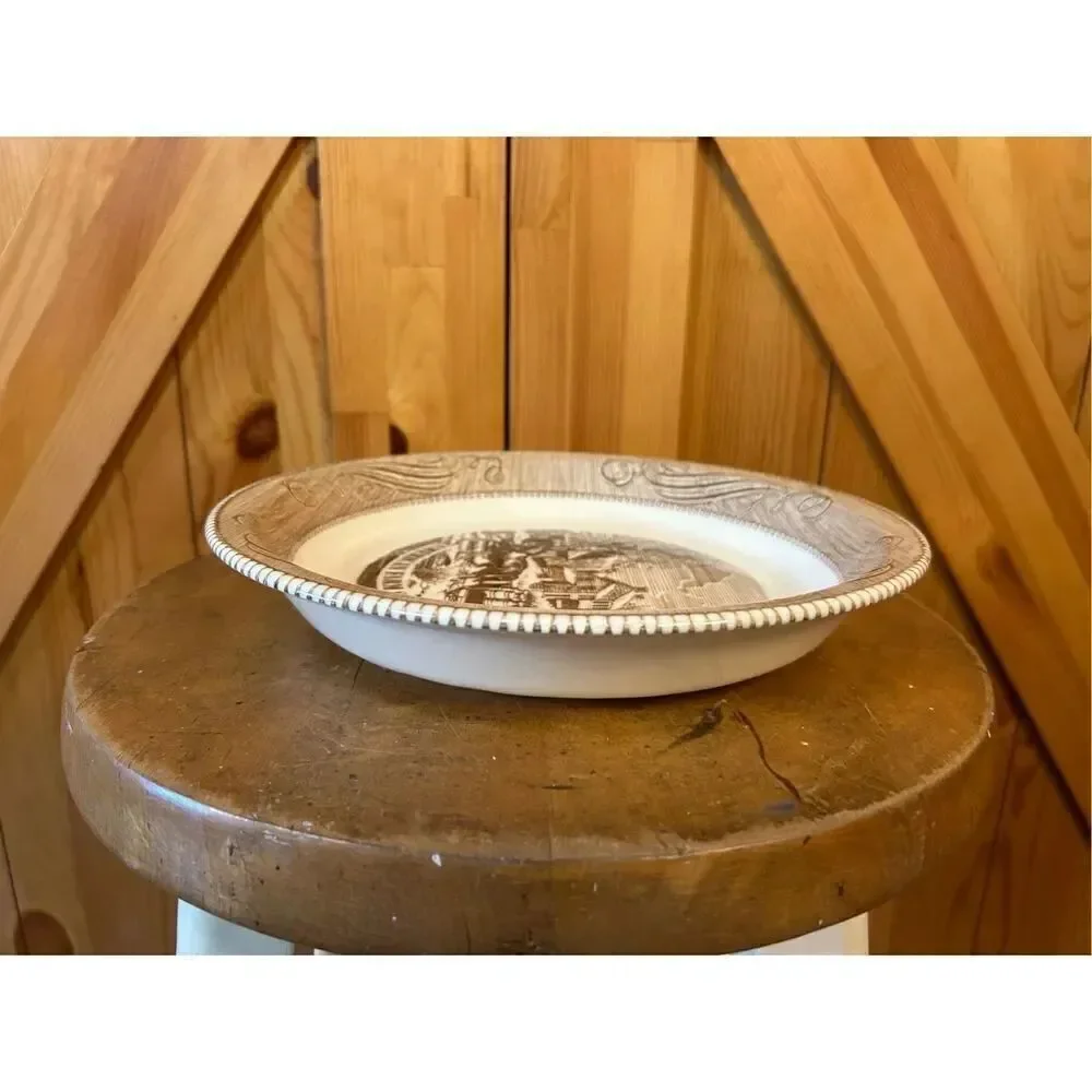 Vintage Currier & Ives American Farm Scene Royal China Jeannette Corp Plate Pie